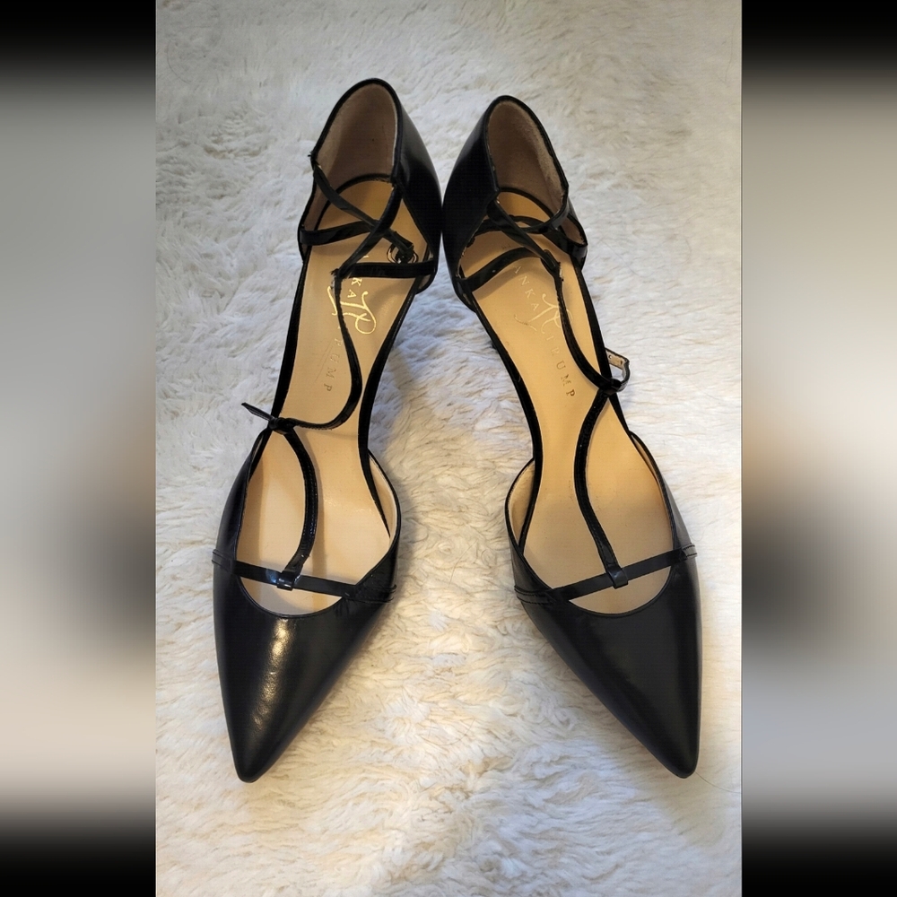 New Ivanka Trump Black Strappy Heels
